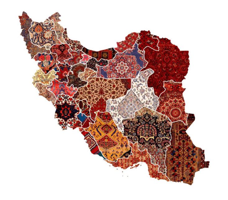 a map made up of many different colors and patterns