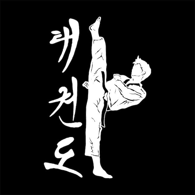 an image of a man doing karate in chinese characters on a black and white background