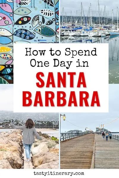 a collage of photos with the words how to spend one day in santa barbara