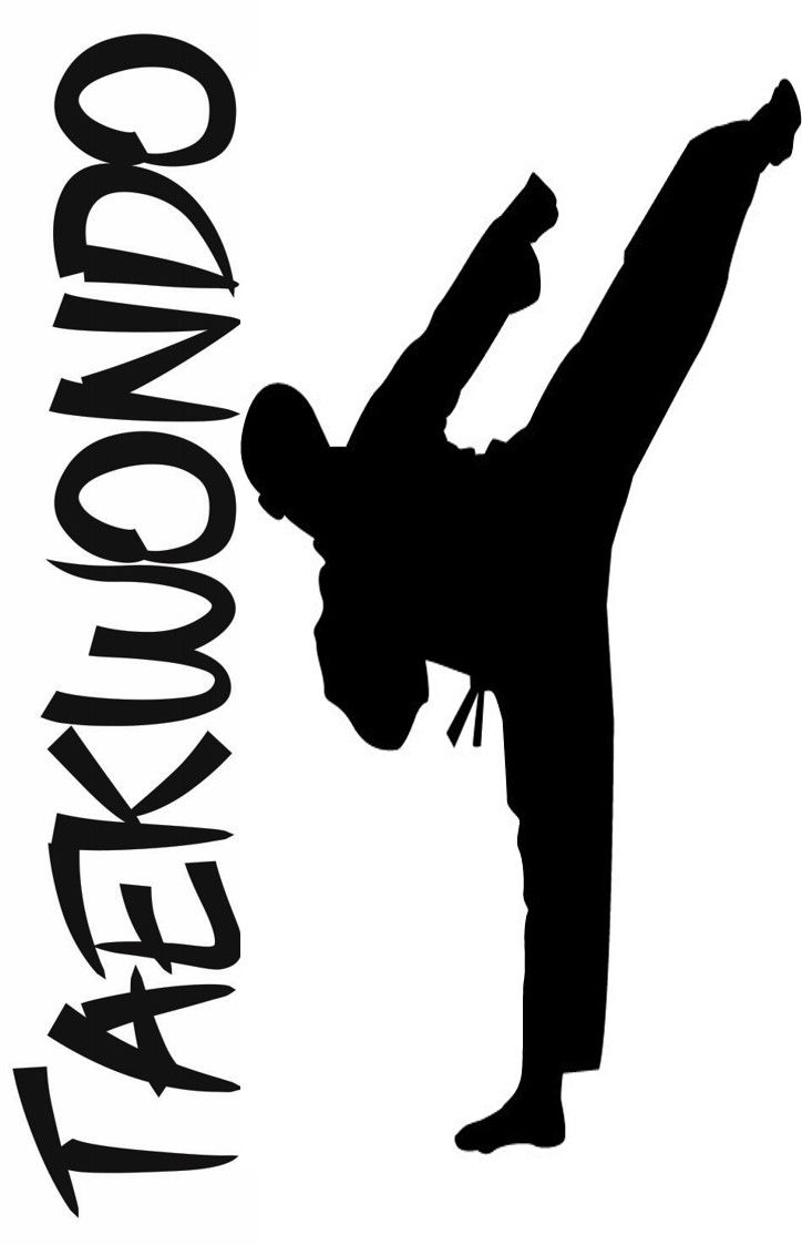 the silhouette of a man doing an acrobatic kick in front of words