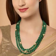 Gold Rodium Polish Green color Necklace in Metal Alloy studded with Beads, Kundan Green Beads Indian Jewellery, Beads Jewelry Indian Gold, Maroon Necklace, Beaded Wedding Jewelry, Ruby Jewelry Necklaces, Emerald Jewellery, Gujarati Food, Gray Necklace, Beads Designs