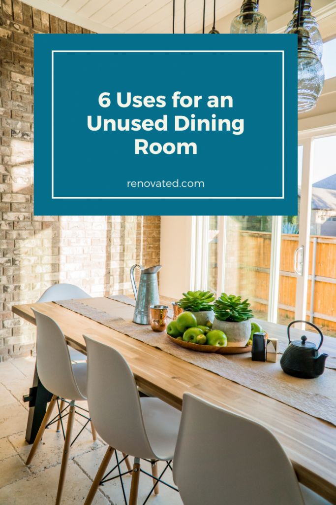 a dining room table and chairs with the words 6 uses for an unused dining room