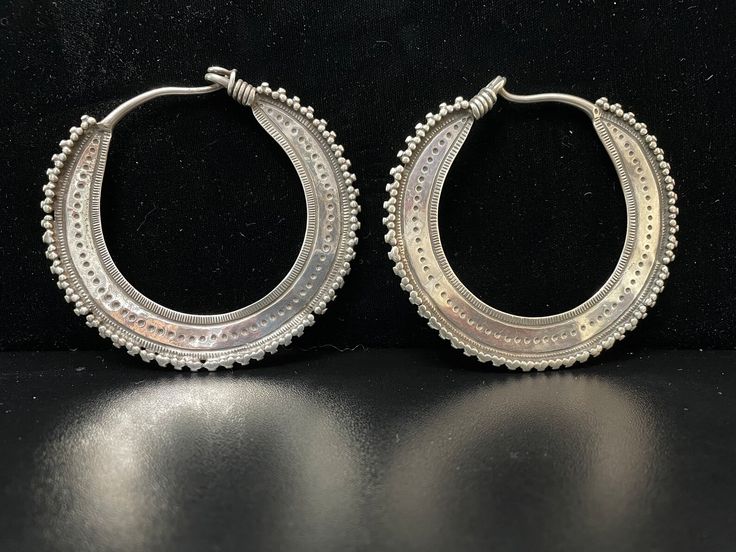 XLARGE Vintage Afghan Silver Saw-blade Hoop Earrings Old - Etsy Traditional Sterling Silver Hoop Earrings For Festivals, Traditional Nickel-free Hoop Earrings For Wedding, Festival Hoop Earrings, Traditional Nickel Free Small Hoop Earrings, Traditional Nickel-free Small Hoop Earrings, Traditional Small Hoop Nickel-free Jewelry, Traditional Sterling Silver Hoop Earrings, Nickel-free Traditional Small Hoop Earrings, Artisan Nickel Free Hoop Earrings For Festivals