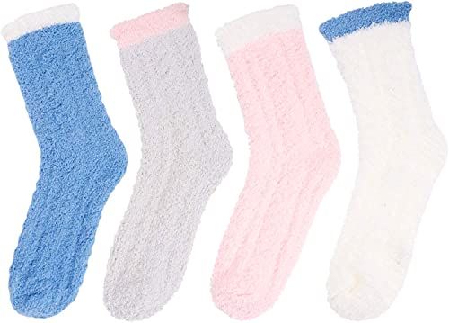 Fuzzy SocksEnjoy our delightfully warm and cozy socks, featuring whimsical designs with an array of vibrant colors, including dark blue, grey, pink and white.Size & PackageOne size fits most. Our women's fluffy socks fit women shoe size 5-10, the elastic bands at the ankle do not compress your leg, easy to slip on as well as off. 4 pairs sleeping socks in each plastic bag.Quality MaterialThese comfy socks are made of plush coral fleece, providing ultimate comfort and warmth.Functional Slipper So Socks Fuzzy, Grippy Socks, Fluffy Socks, Non Slip Socks, Comfy Socks, Soft Sock, Fuzzy Socks, Cozy Gift, Cozy Socks