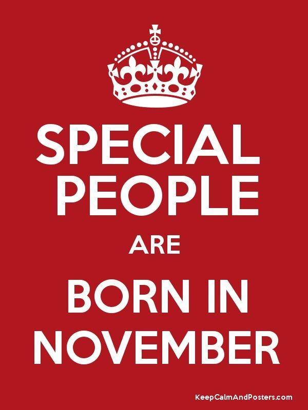 a red and white poster with the words special people are born in november