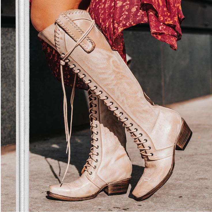 These Beauties Are Sold Out In This Color. You Can Wear Them With So Many Different Colors. Stunning! Brand New In Box. Size 8 Beige Bohemian Leather Boots, Bohemian Beige Leather Boots, Lace Up Riding Boots, Knee Leather Boots, Freebird Shoes, 2024 Manifestation, Freebird Boots, Brown Heeled Boots, Handcrafted Boots