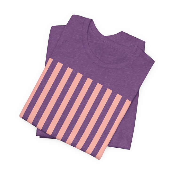 Introducing our Coral Pink Stripes Shirt, a feminine and chic addition to your wardrobe. Made with pretty pink and white vertical stripes, this classic t-shirt brings a cute and stylish touch to any casual outfit. This classic unisex jersey short sleeve tee fits like a well-loved favorite. These soft cotton t-shirts have-ribbed knit collars to bolster shaping. The shoulders are tapered for a better fit over time. Dual side seams hold the garment's shape for longer. .: Made with 100% Airlume comb Spring Crew Neck T-shirt With Striped Collar, Spring Cotton T-shirt With Striped Sleeves, Casual Crew Neck T-shirt With Striped Sleeves, Casual Striped Sleeve Crew Neck T-shirt, Trendy Short Sleeve Tops With Vertical Stripes, Trendy Striped Crew Neck Shirt, Casual Cotton T-shirt With Striped Sleeves, Pink Short Sleeve Top With Striped Collar, Spring Cotton T-shirt With Striped Hem