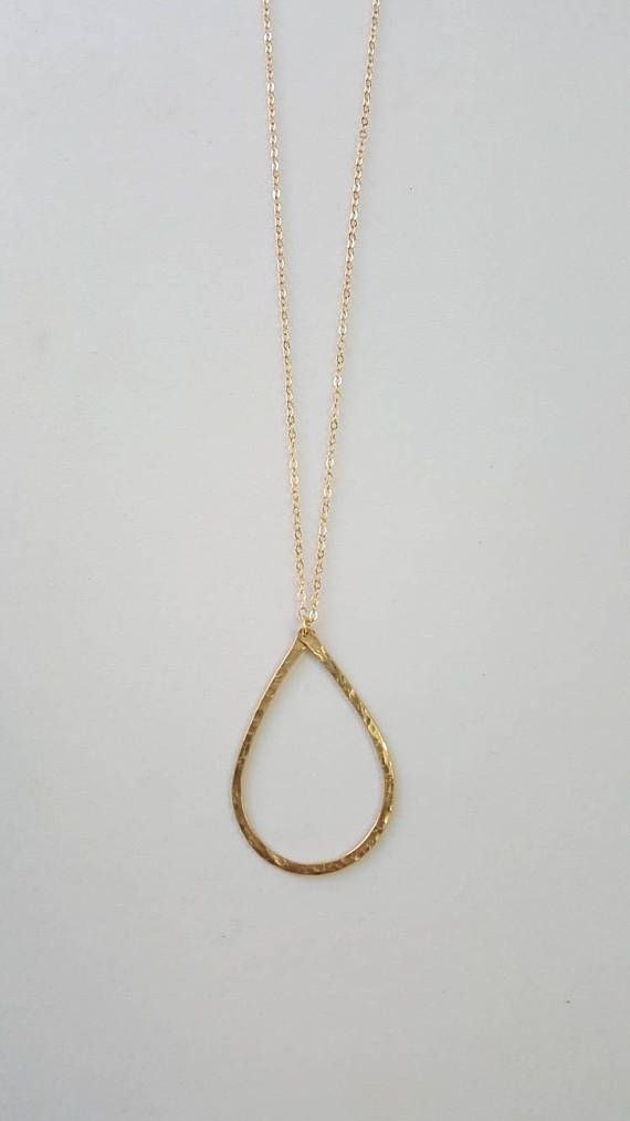 Long Gold Circle Necklace, Raindrop Necklace, Circle Pendant, Hammered Necklace, Teardrop Necklace, Minimalist Long Drop Hammered Jewelry, Minimalist Hammered Teardrop Jewelry, Gold Teardrop Necklaces Hand Forged, Gold Teardrop Hand Forged Necklace, Hammered Teardrop Pendant Necklace As Gift, Hand Forged Teardrop Pendant Necklace, Gold Teardrop Hammered Necklace, Hammered Teardrop Necklace For Gift, Dainty Hammered Teardrop Jewelry