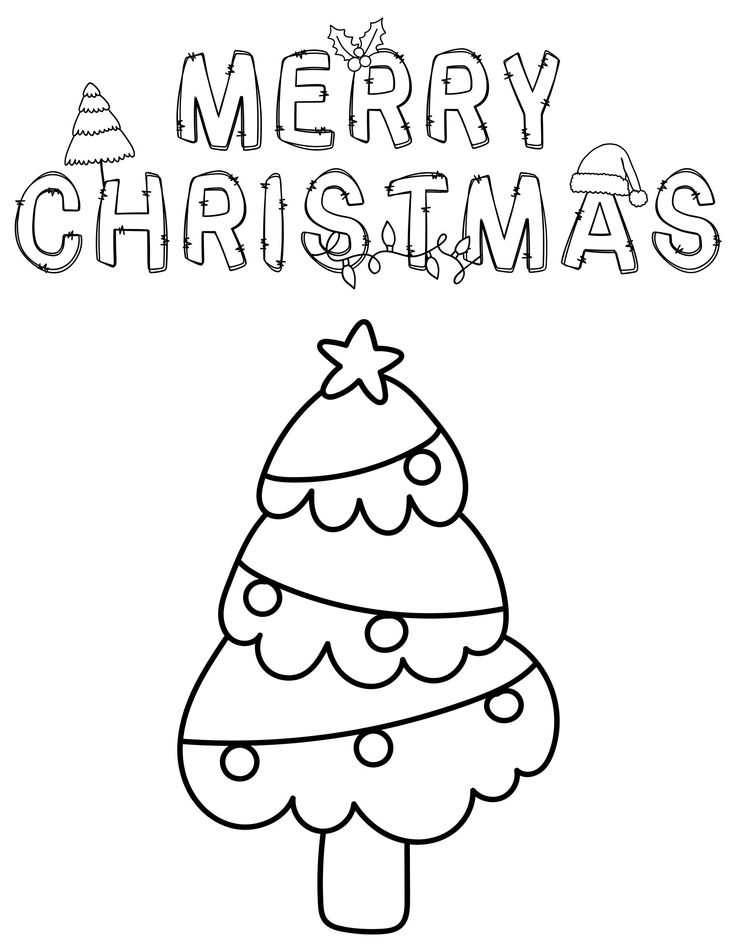 a merry christmas tree coloring page