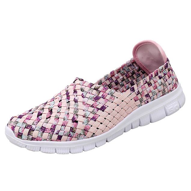 Casual Pink Slip-on Sneakers With Round Toe, Comfortable Low-top Sneakers For Beach, Comfortable Slip-on Summer Sneakers, Summer Low-top Leisure Sneakers, Casual Pink Flat Slip-ons, Pink Flat Slip-on Sneakers, Summer Slip-on Sneakers Closed Toe, Comfortable Slip-on Sneakers For Summer, Pink Slip-on Sneakers With Flat Heel