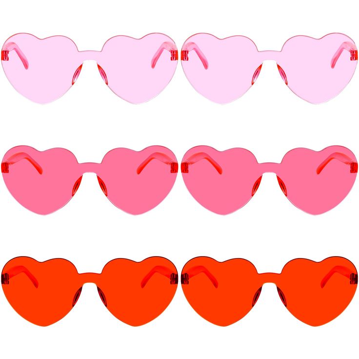 PRICES MAY VARY. Premium Quality: Frame of these heart-shaped sunglasses is made of good quality PC material, featured with nice processing, which is long-lasting and sturdy to use, possessed with heart shape, great for women party use. Item Quantity: Package includes 6pcs rimless sunglasses in three different candy color, red, watermelon red and pink, each color 2pcs, enough quantity for women group use. In this full of modern and fashion world, our heart sunglasses can provide more charming ma Party Favors For Women, Heart Shape Sunglasses, Red Watermelon, Transparent Glasses, Shape Sunglasses, Funny Glasses, Oversized Round Sunglasses, Heart Glasses, Heart Party