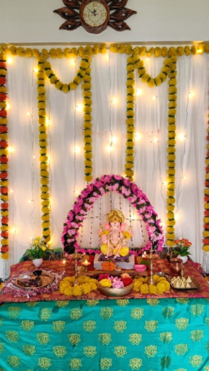 Ganpati Decoration At Home, Ganpati Decoration, At Home