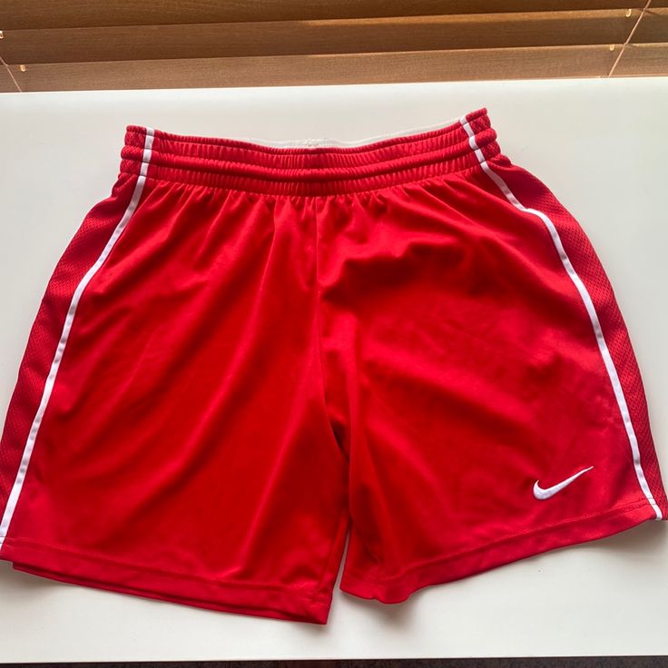 Red Soccer Or Basketball Shorts. Unused Sporty Red Nike Bottoms, University Red Short Bottoms For Summer, Nike Sporty Red Bottoms, Summer Red Shorts, Nike Red Bottoms With Built-in Shorts, University Red Summer Shorts, Nike Sports Shorts In Red, Red Sportswear Shorts For Sports, Nike Red Shorts