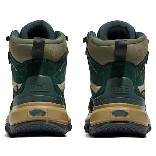 Vans’ most advanced waterproof boot Sporty Waterproof Boots For Adventure, Green Waterproof High-top Boots, Weatherproof Gore-tex Sneakers For Streetwear, Functional Adventure Boots With Durable Design, Functional Adventure Boots With Protective Feet, Green Insulated Waterproof Hiking Boots, High-top Impact Resistant Waterproof Boots For Streetwear, Functional Waterproof Boots With Vibram Sole For Streetwear, Green Leather Waterproof Sneakers