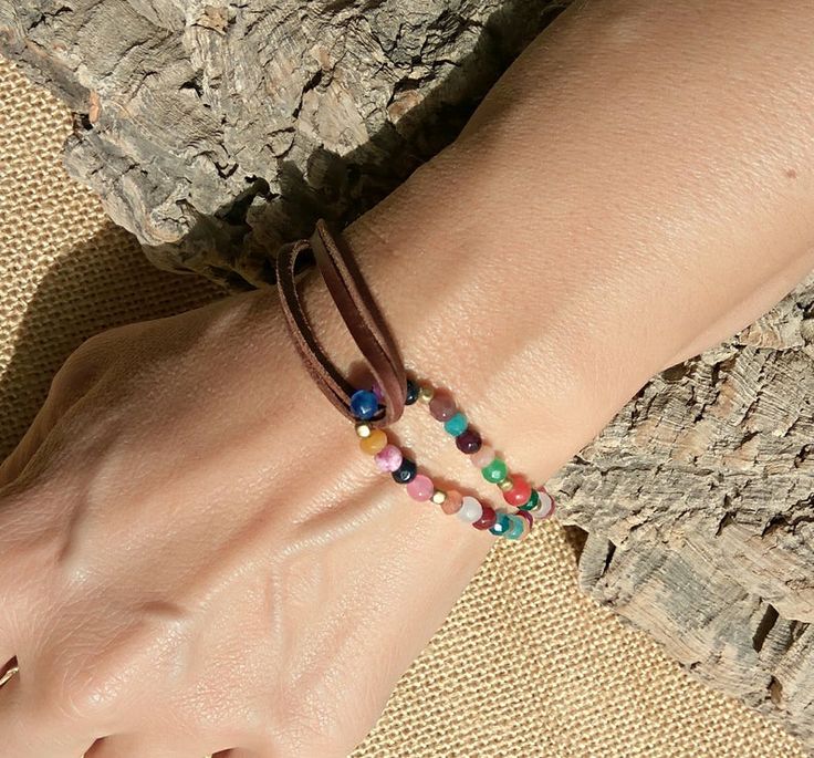 Women bracelet bohemian bracelet boho jewelry gemstone | Etsy Leather Bracelet Tutorial, Diy Leather Bracelet, Bracelets Handmade Diy, Bohemian Bracelet, Bracelet Leather, Womens Jewelry, Women Bracelet, Bohemian Bracelets, Boho Bracelet