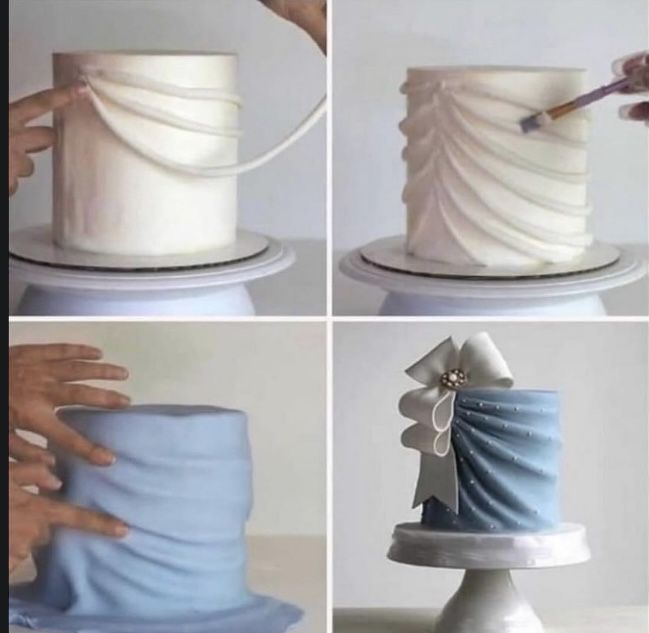 the process of decorating a cake with fondant