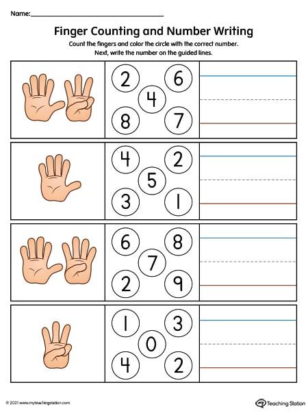 the printable worksheet for counting numbers to 10 with hands and numbers on it