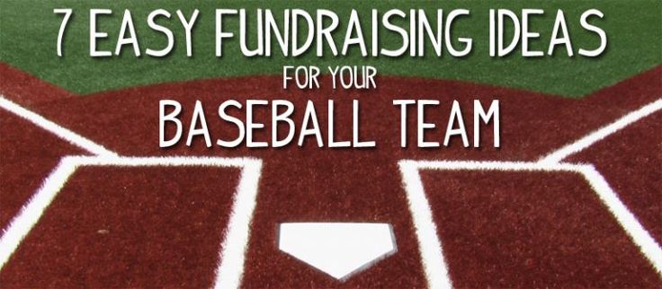 baseball field with the words 7 easy fundraiser ideas for your baseball team on it's side