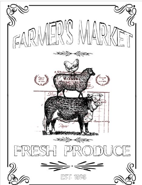 the label for farmer's market fresh produce is shown in this black and white drawing