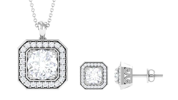 5.25 CT Vintage Inspired Cubic Zirconia Jewelry Set in Gold - Rosec Jewels Vintage Inspired Jewelry, Cubic Zirconia Necklace, Zircon Jewelry, Cubic Zirconia Jewelry, Moissanite Jewelry, Signature Jewelry, Inspired Jewelry, Timeless Jewelry, Bridal Jewelry Sets