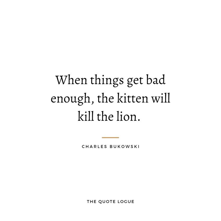 charles burowski quote about bad things get bad enough, the kitchen will kill the lion