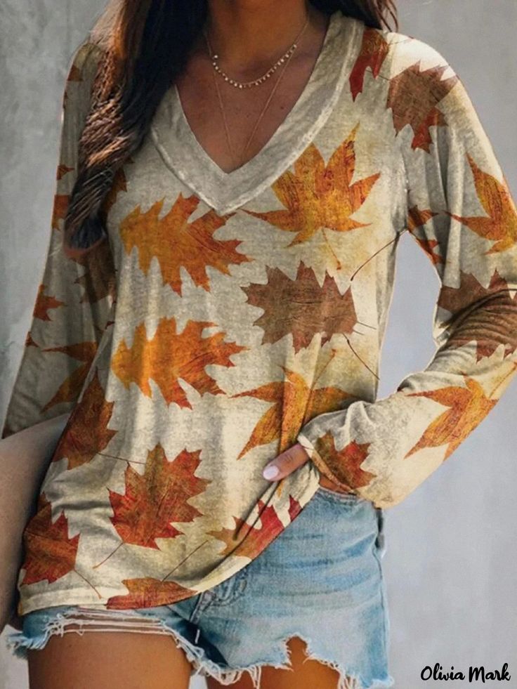 Olivia Mark - Elegant Slim Fit Long Sleeve Turtleneck Shirt Fall Cotton V-neck Shirt, Cotton V-neck Shirt For Fall, Fall Long Sleeve Printed Shirt, Long Sleeve Printed Shirt For Fall, Printed Long Sleeve Shirt For Fall, Casual Yellow V-neck Top, Relaxed Fit Printed Shirt For Fall, Printed Shirt With Relaxed Fit For Fall, Casual Printed Fall T-shirt