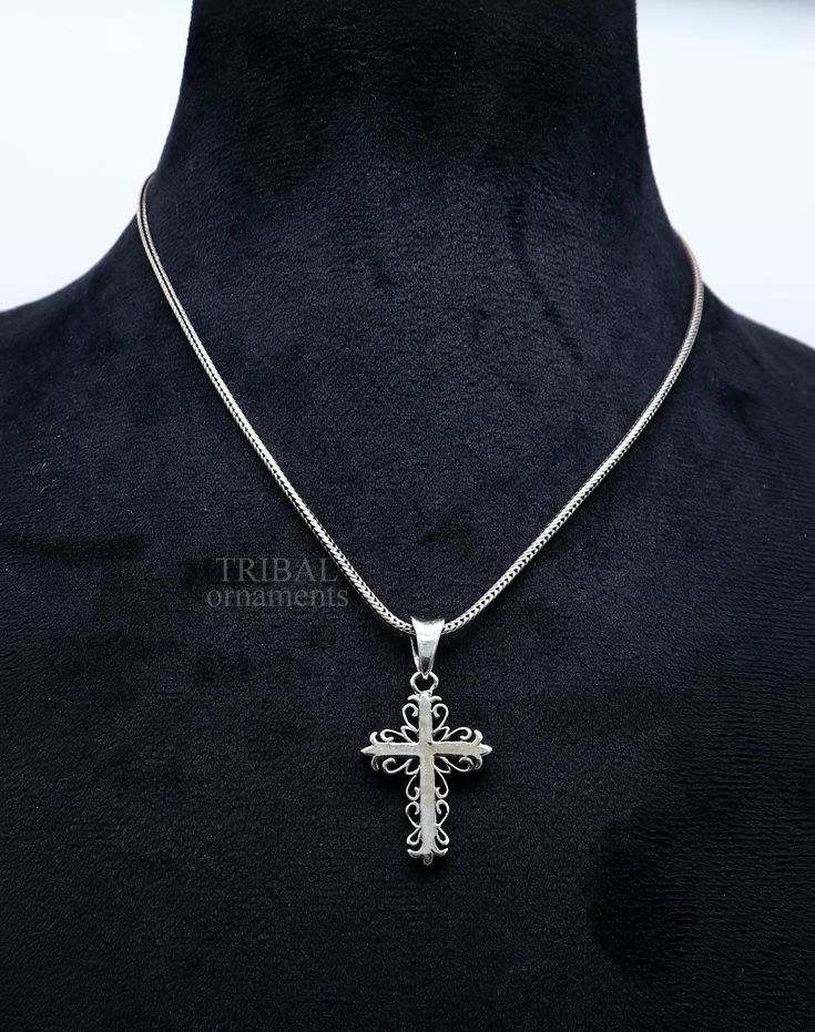 925 sterling silver plain shiny design stylish holy cross pendant, vintage antique style stunning divine pendant, best gifting unisex jewelry from India. Metal-925 sterling silver. Item type-Pendant Weight-4.970 grams. Height-4.0 centimeter. Width-2.0 centimeters. Stamped-925. Finish-Oxidized. Note :chain is not include in this price, to purchase chain please visit following links: https://www.etsy.com/listing/823425858/16-to-30-long-screw-chain-925-sterling?ref=listings_manager_grid Make excell Sterling Silver Oxidized Crucifix Necklace, Oxidized Sterling Silver Cross Pendant Necklace, Spiritual Silver Cross Necklace With Oxidized Finish, Traditional Silver Cross Necklace Gift, Traditional Silver Cross Necklace As Gift, Traditional Silver Cross Necklace, Sterling Silver Oxidized Cross Necklace, Traditional Silver Cross Pendant Jewelry, Traditional Cross Necklace With Oxidized Finish