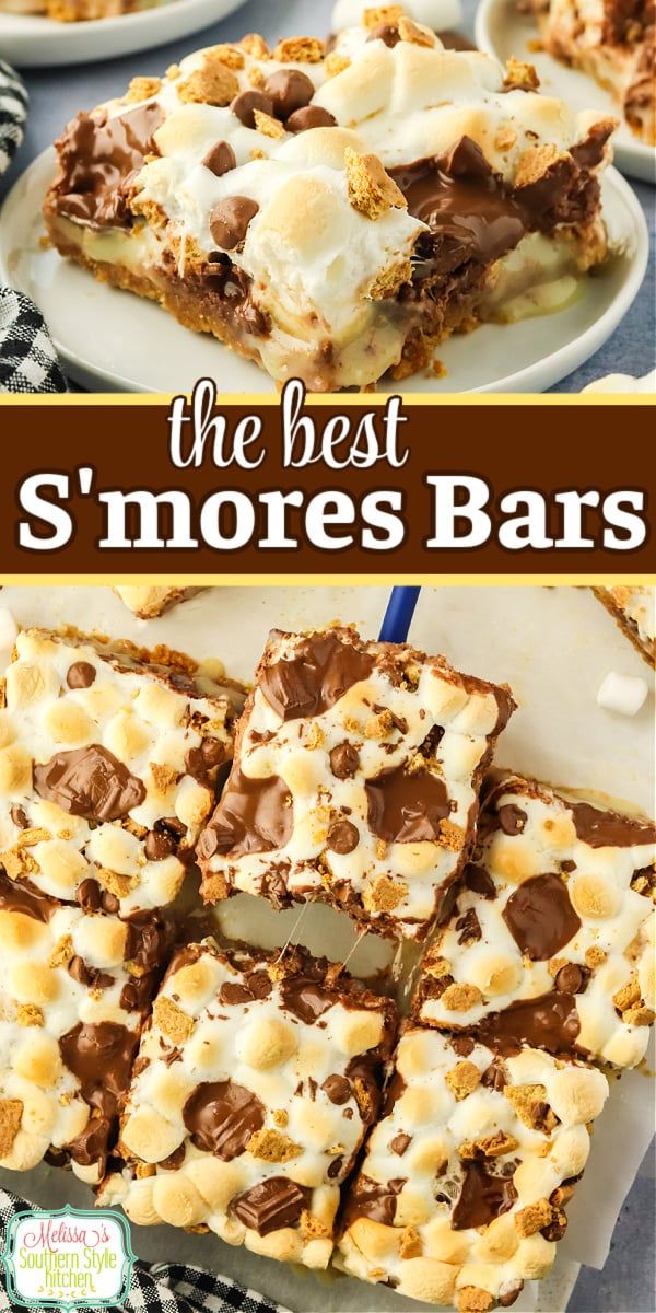 the best s'mores bars are made with marshmallows and chocolate