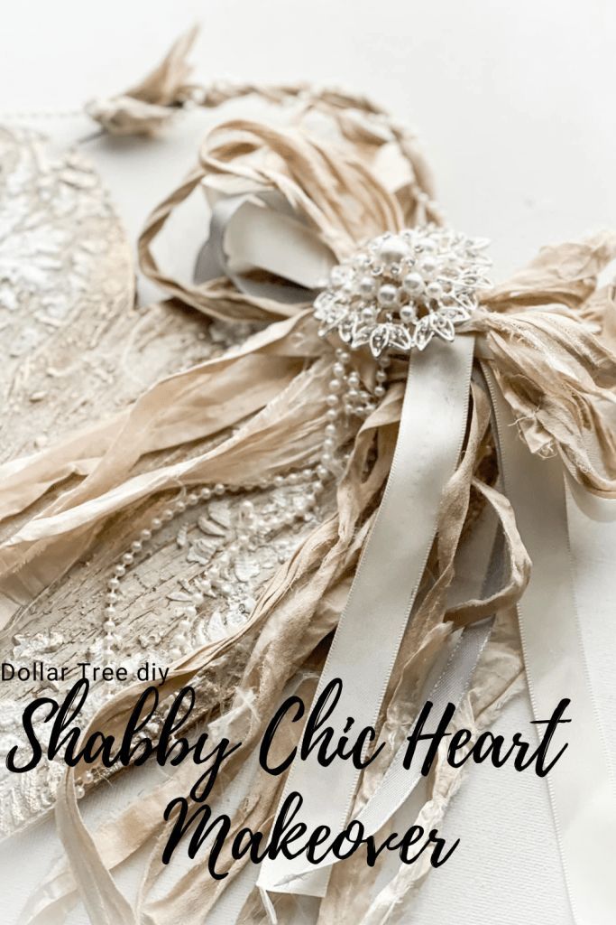 shabby chic heart makeover with ribbon and lace