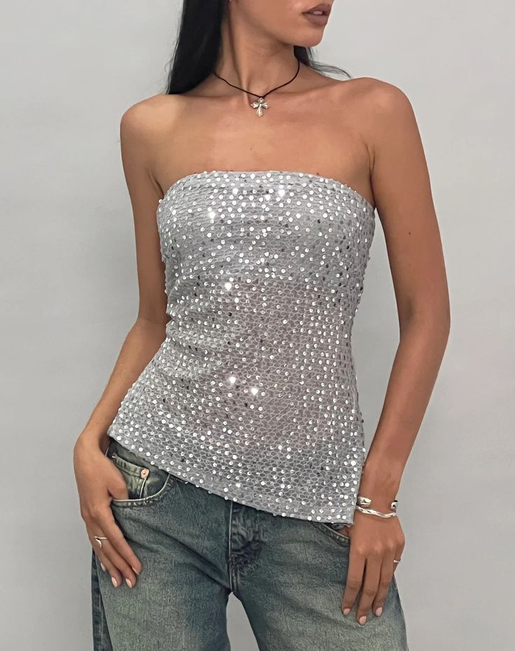 Silver Sequin Top, Sequin Knit, Fest Outfits, Outfit Styling, Nye Outfits, Party Fits, Concert Fits, Disco Party, Mode Inspo