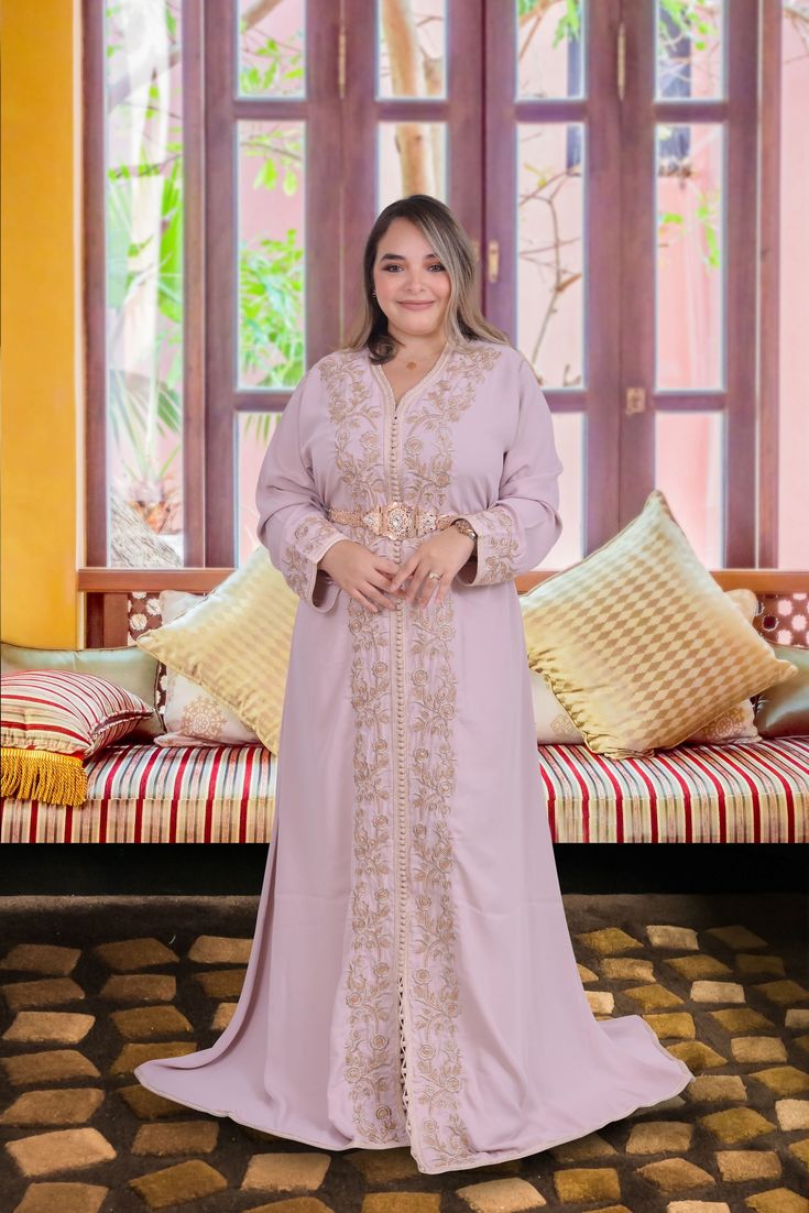 Gorgeous Moroccan Blush Pink Caftan, Moroccan Embroidered & Hand Beaded Caftan, Wedding Dress. Moroccan Gorgeous Hand Beaded Caftan 1 Piece, Moroccan Kaftan, Party Dress Luxury Caftanperfect for weddings, Eid outfits, and Ramadan dress. Moroccan Luxury Beaded Caftan, Moroccan Hand beaded Kaftan. This caftan is made to order and can be personalized. Suitable to Size: M, L, XL Hand wash with cold water air dry steam ironing Pink Embroidered Wedding Abaya, Traditional Pink Floor-length Abaya, Traditional Floor-length Pink Abaya, Traditional Pink Kaftan For Wedding, Traditional Pink Abaya For Wedding, Long Sleeve Pink Abaya For Wedding, Traditional Pink Wedding Abaya, Pink Kaftan With Dabka Work For Wedding, Pink Wedding Kaftan With Dabka Work