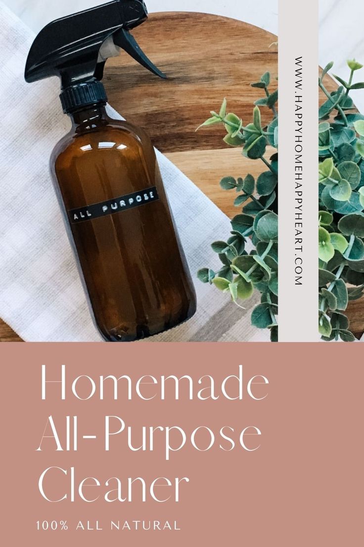 a bottle of homemade all - purpose cleaner sitting on top of a wooden table