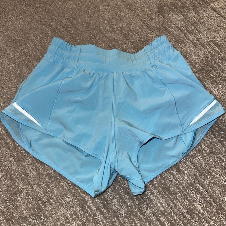 Low Rise, 2.5 (Worn Once But Basically Brand New) Blue Bottoms With Built-in Shorts For Running, Sporty Light Blue Bottoms For Training, Casual Blue Athletic Shorts For Running Errands, Blue Shorts For Summer, Sporty Light Blue Sports Bottoms, Light Blue Stretch Athletic Shorts For Sports, Light Blue Stretch Running Shorts, Light Blue Stretch Running Bottoms, Stretch Light Blue Running Shorts