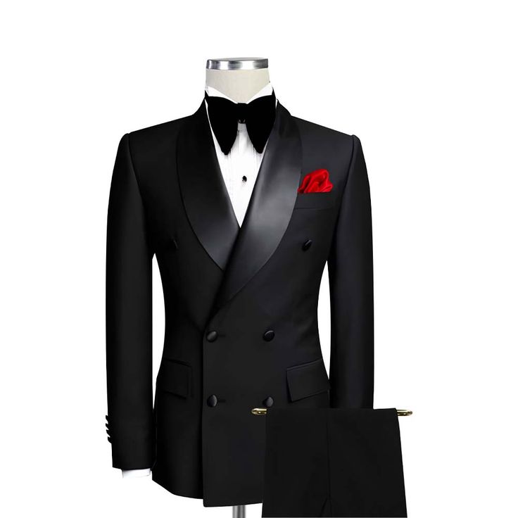 a black tuxedo with a red rose on the lapel