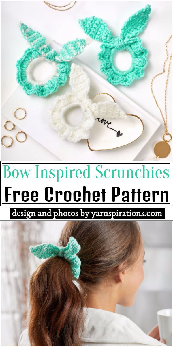 crochet bow inspired scrunchies free pattern and instructions to make them