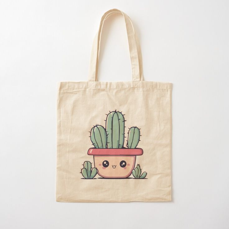 Get my art printed on awesome products. Support me at Redbubble #RBandME: https://www.redbubble.com/i/tote-bag/Adorable-Cactus-Kawaii-Illustration-by-CreativeSparksS/160496382.P1QBH?asc=u Cute Tote Bags Paint, Drawing On Bag, Cute Tote Bag Ideas, Jute Bag Painting Ideas, Creative Tote Bag Design Ideas, Drawing On Tote Bag, Painting On Tote Bags, Painting Tote Bag Ideas, Tote Bag Drawing Ideas