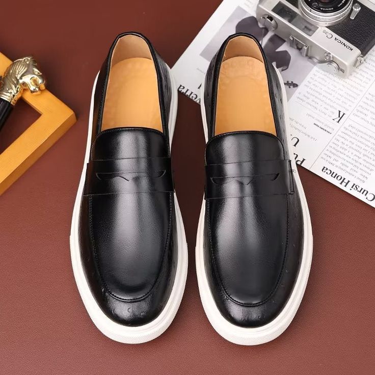 Introducing our sophisticated and stylish Casual Shoes, crafted with high-quality Pu upper material for durability and comfort. Featuring a slip-on closure type and a fashionable platform element, these shoes are perfect for any occasion. With a solid pattern and a rubber outsole, these shoes are not only fashionable but also provide excellent traction. Elevate your style with our Casual Shoes today! Modern Black Slip-ons With Contrast Sole, Elegant Black Slip-ons For Summer, Black Office Slip-ons For Spring, Black Synthetic Platform Loafers For Spring, Round Toe Platform Loafers For Spring Business Wear, Spring Business Platform Loafers With Round Toe, Spring Black Synthetic Platform Loafers, Modern Synthetic Platform Slip-ons, Platform Slip-ons With Closed Toe