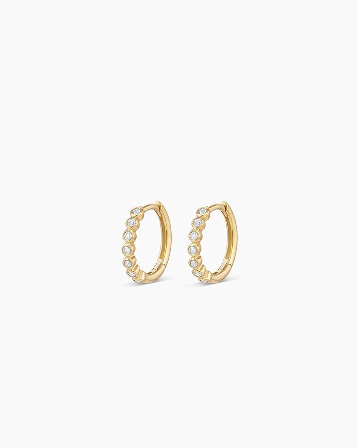 Classic Diamond Huggies Gold Diamond Huggie Earrings, Gold Hoops With Diamonds, Pavoi Jewelry, Pure Gold Earrings, Earring Huggies, Turquoise Birthstone, Gold Diamond Stud Earrings, Earrings Stacking, Small Gold Hoop Earrings