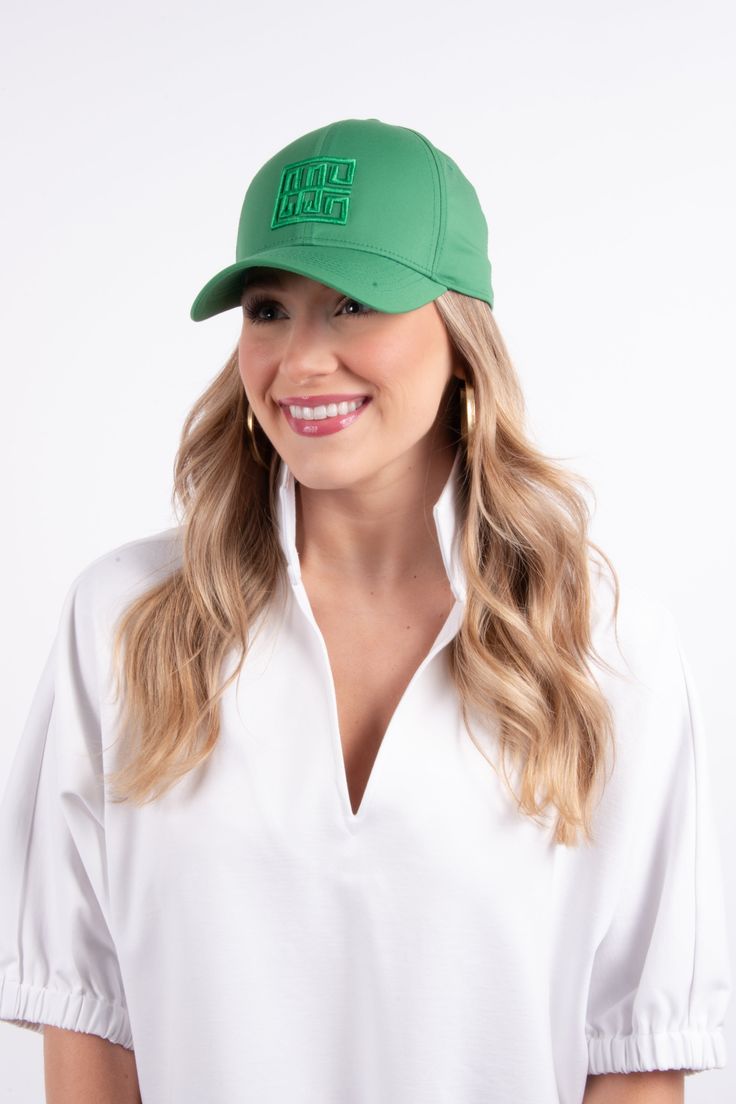 Emily McCarthy Signature hats available in green and white. Rep the brand on the go while running errands, or heading to your next workout class. We are loving the comfort of these hats! Sporty Green Baseball Cap For Sports, Green Visor Baseball Cap For Sports, Green Curved Bill Trucker Hat For Sports, Spring Green Trucker Hat For Sports, Green Sporty Baseball Cap With Curved Bill, Green Curved Visor Baseball Cap For Sports, Green Baseball Cap With Curved Visor For Sports, Green Trucker Hat For Spring Sports, Sporty Adjustable Green Trucker Hat