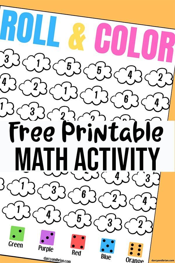 roll and color printable math activity for kids