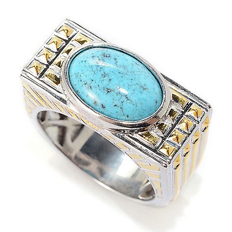 Men's en Vogue Final Cut Spiderweb Turquoise Ring - A flat-top and flat-out awesome. This bold ring flexes an oval Spiderweb turquoise cabochon that i Spiderweb Turquoise, Tiffany Style Lighting, Mens Gold Jewelry, Bold Rings, Italian Jewelry, Coin Jewelry, White Mark, Flats Top, Fashion Sale