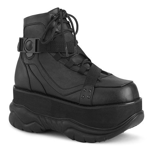 a pair of black boots with laces on them