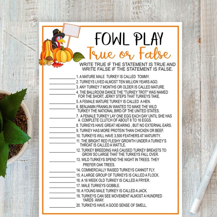 a printable fall play time or fabe game on a table next to a potted plant