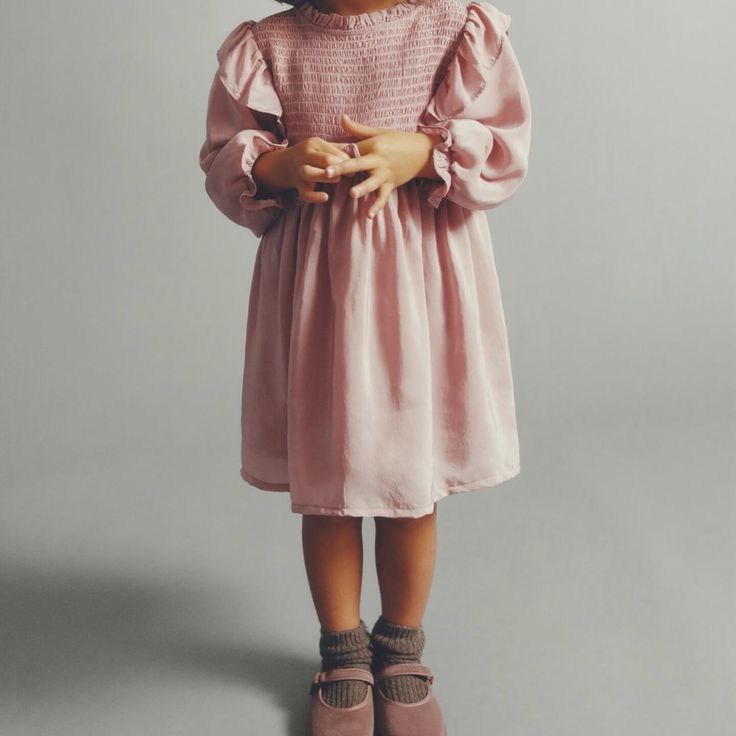 Brand New With Tags! Beautiful, Long Sleeve, Elegant And Soft Material Dress For Your Little One Smoke Free & Pet Free Home Pink Dress Elegant, Mauve Pink Dress, Zara Blue Dress, Zara Girls Dresses, Plaid Wrap Dress, Pink Sequin Dress, Light Mauve, Plain Sweatshirt, White Eyelet Dress