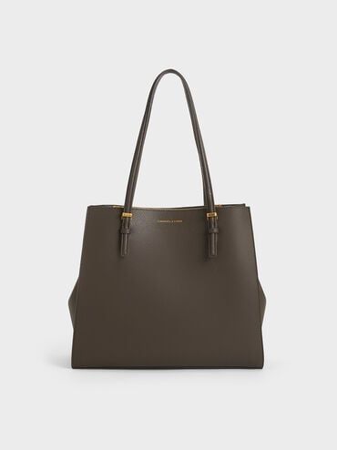 Dark Moss Sansa Tote Bag | CHARLES & KEITH Modern Everyday Recyclable Bags, Modern Recyclable Bags For Everyday Use, Modern Recyclable Shoulder Bag For Shopping, Modern Recyclable Tote Bag, Recyclable Double Handle Shoulder Bag For Daily Use, Everyday Brown Recyclable Bag, Eco-friendly Recyclable Shoulder Bag With Double Handle, Everyday Brown Recyclable Bags, Recyclable Double Handle Shoulder Bag For Shopping