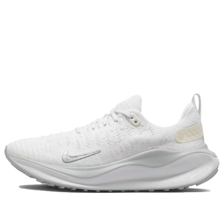 (WMNS) Nike ReactX Infinity Run 4 'White Metallic Silver' DR2670-102 White Running Shoes With Air Cushioning For Light Sports, White Functional Running Shoes For Light Sports, Functional White Running Shoes For Light Sports, White Nike Running Shoes For Light Sports, White Nike Running Shoes Sporty Style, White Running Shoes For Light Sports, Nike White Sneakers For Running Errands, White Nike Sneakers For Running Errands, White Running Shoes With Air Max Cushioning For Marathon