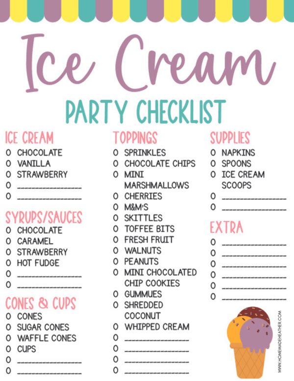 the ice cream party checklist