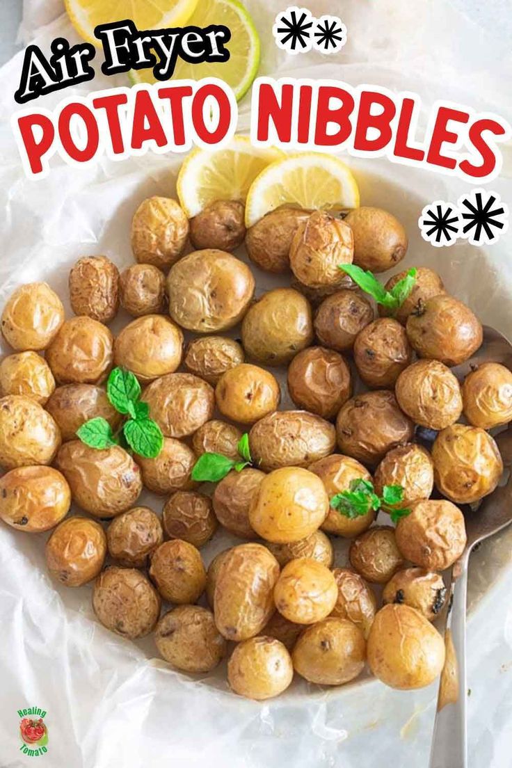 the cover of air fryer potato nibbles