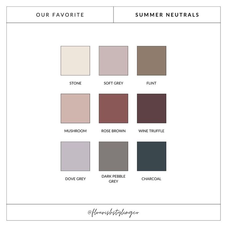 Our Favorite Neutrals For Every Season - flourishstyling.co Neutrals For Soft Summer, Soft Shaded Summer, True Summer Browns, Cool Summer Neutrals, Brown Summer Color Palette, Light Summer Neutrals, Soft Summer Brown, Soft Summer Neutrals, Cool Tone Outfits