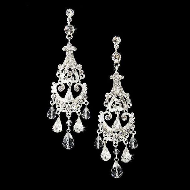 two pairs of white crystal chandelier earrings